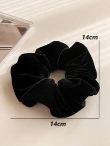 1pc Velvet Scrunchie, High Elasticity Hair Tie, Glittery Atmosphere, Hair Accessories For Women ,Hair Ties ,Scrunchy Hair Ties - Black - View 3