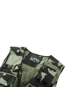 Multi-Pocket Breathable Mesh Vest, Large Capacity, Suitable For Hiking, Climbing, Fishing, Photography, Spring/Summer - Khaki - View 3