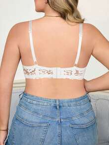 MIMILEMON Plus Size Women Lace Wireless Full Coverage Lift Bra With Underwire, Breathable, Minimizes Bulges, Daily Wear Bra - White - View 6