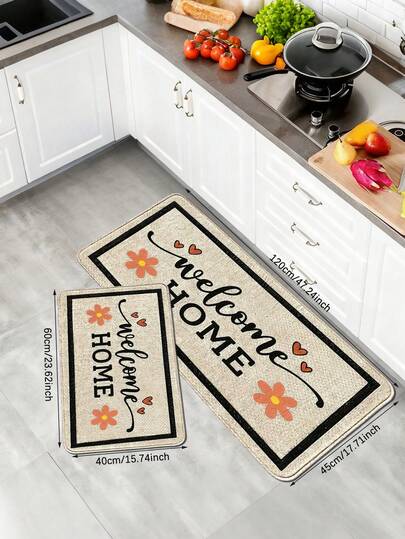 1件/2件装现代花卉图案短绒仿羊毛门垫，可机洗，1200克/平方米聚酯纤维装饰垫，10毫米厚，TPR防滑底，仿羊毛亲肤材质，可机洗防滑装饰垫，可折叠易打理地毯垫，长方形设计，适用于入口、门厅、日常家居场景、浴室、卧室、客厅、餐厅装饰，室内防滑垫，房间装饰，家居装饰，多场景门垫，节日装饰