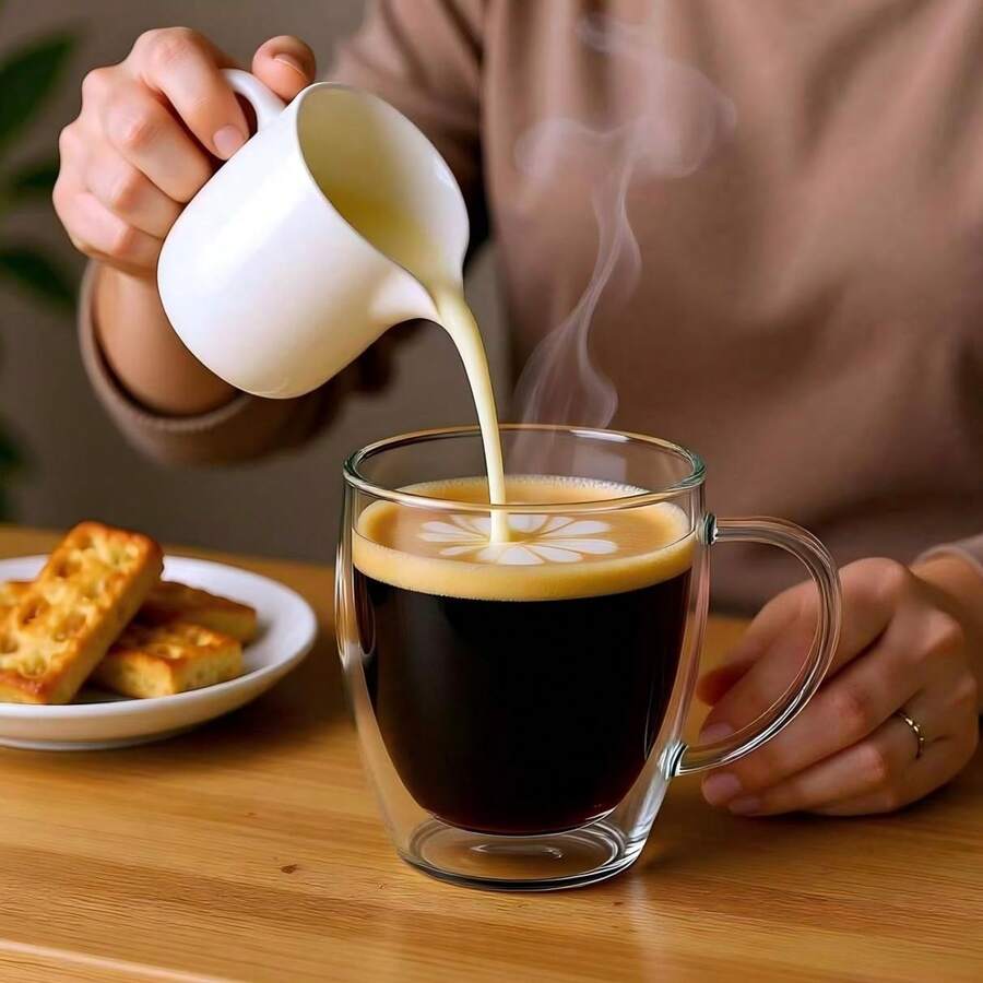 12.5oz Double Wall Glass Coffee Mug Set (2pcs) - Insulated Design, Ideal For Espresso, Latte, And Tea - Multicolor - View 1