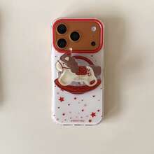 Funda de teléfono magnética con diseño de estrella y copo de nieve blanco y rojo, y soporte de teléfono magnético con capucha de pequeño caballo Yao Yao, compatible con iPhone Phone Cases/ 17 Pro/ 16/15 Pro Max/14/13 - Blanco - Ver 10