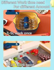 Portable Fruit And Vegetable Cleaner, IPX7, Waterproof, Portable Fruit Purifier Wireless 3000mAh Rechargeable For Fruit And Seafood, Rice, Meat - Blue - View 6