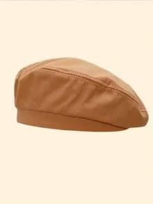 1 chiếc mũ beret đế bằng họa tiết xương cá trơn cho bé gái, mũ co giãn dễ thương, phụ kiện thời trang cho trẻ em, mũ đội hàng ngày, mũ thường ngày. - Nhiều màu - Xem 10