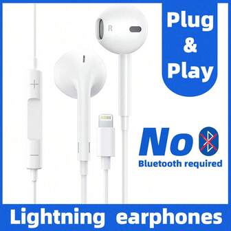Cuffie auricolari cablate, plug and play, compatibili con porta Lightning Apple, controllo remoto in linea per musica e chiamate, compatibili con 14/13/12/11/XR/XS/X/8/7/SE/Pro/Pro Max, supporta chiamate in vivavoce e controllo tracce, microfono integrato