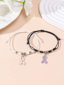 2pcs/Set New Minimalist Cross, Flower, Dog Paw, Cherry, Apple, Starfish, Shell Braided Bracelet, Couples & Friendship - Multicolor - View 10