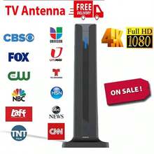 Antena de TV HDTV 4K, sin necesidad de instalación para la sala de estar y el dormitorio, esencial para acampar al aire viajar, recibe canales gratuitos con señal mejorada, nueva estructura con diseño de moda - Negro - Ver 2
