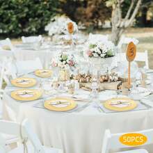 kangten 50Pcs Charger Plates Set 13 Inch Round Decorative Charger Plates Reusable Serving Plates For Birthday Parties Holidays Weddings Banquets Gold A Nice Gift - Default - View 4