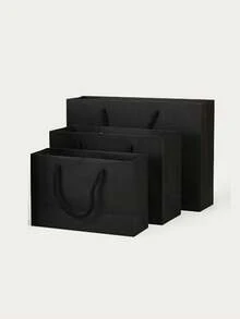 10pcs Plain Color Gift Bags, Portable Paper Material, Suitable For Party, Wedding, Gift Packaging, Birthday, Christmas, Gathering, DIY Gift Making, Decoration, Candle Box Packaging, Halloween Decoration, Valentine's Day And Other Occasions - Black - View 6