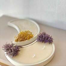 1个月牙形粘土硅胶杯垫模具，DIY水晶环氧树脂镜面杯垫，珠宝展示架/烛台 - 白色 - 查看 4