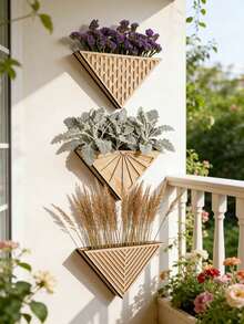 1 pieza Estantería de pared de triángulo geométrico estilo bohemio, soporte colgante para plantas suculentas, estantería para plantas de interior/exterior, estantería de flores de pared minimalista moderna, estantería decorativa, adecuada para sala de estar, dormitorio, balcón, entrada, decoración de pared de apartamento, exhibición de plantas, estilo nórdico bohemio, almacenamiento de pared ahorrativo de espacio y decoración del hogar - Multicolor - Ver 7