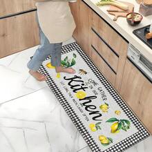 1 pieza Alfombra impresa con patrón de limón, tapete de lana sintética - Altamente absorbente, fácil de limpiar, adecuado para decoración del hogar, estilo rústico, entrada, interior, habitación, cocina, comedor, oficina pequeña/oficina en casa, fregadero, lavandería, felpudo, alfombrilla de cocina, alfombrilla antideslizante - Multicolor - Ver 8