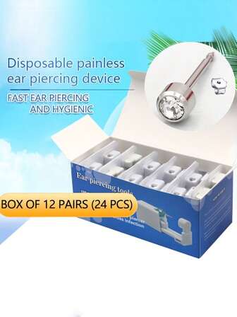 24pcs/Box Ear Piercing Kit, Individually Packaged, Wholesale Price, Home & Commercial Use Ear Piercing Tool, & Convenient, Essential For Beauty Salons & Jewelry Stores