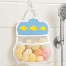 Cartoon Suction Cup Mesh Bag, Bathroom Storage Hanging Bag, Multi-Purpose For Kids, Toddlers, Anti-Mold Breathable - White - View 1