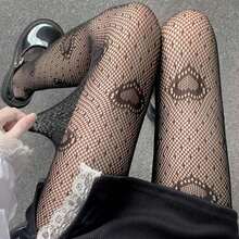 [1 Pair] Personalized Colorful Hollow Out Big Heart Fishnet Stockings, Sexy & Cute & Fashionable - Không khuôn - Xem 2