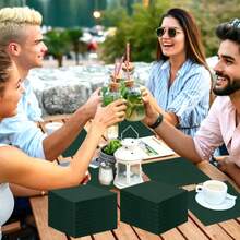 20pcs/Set, 40pcs/Set, 60pcs/Set Thick & Soft Absorbent Dark Green Solid Color Party Napkins, 2-Ply Soft Paper Napkins, 33cm*33cm When Unfolded, Suitable For: Wedding, Tea Party, Birthday Party Decorations, Party Decorations, Party Supplies, Holiday Decorations, Holiday Supplies - Dark Green - View 3