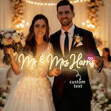 Customized Neon Light Wedding Decoration, Room Decor, Personalized Wedding LED Neon Light, Holiday Gift, Handmade Neon Light Wall, Bedroom Home Commercial Shop Decor Light Sign, LED Light Sign Birthday Party Decor (1 Or 2 Lines Of Text Can Be Customized) - One Line Text - View 5