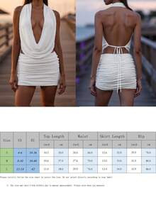 Women's Sparkly Sequin Outfits Cowl Neck Tank Tops + Mini Ruched Bodycon Skirt Set Party Clothes - White - View 3