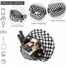 Checkered Crossbody Bag,Nylon Bum Bags For Women Crossbody,Spacious Sling Bag Purse Fanny Packs With Shoulder Strap - màu đen - Xem 8