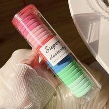 48个装女士黑色、咖啡色、彩色简约高端发圈，时尚百搭优雅发饰，适合日常外出、扎马尾、化妆、搭配服装，随机颜色罐盖，发圈，橡皮筋，发绳，弹力发圈 - 彩色 - 查看 5