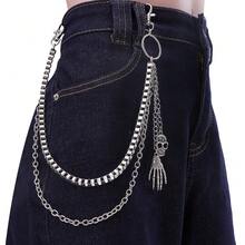 1pc Punk Versatile Skull Metal Decor Women's Street Style Fashion Double-Layer Waist Chain Accessory