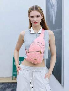 新款尼龙女士胸包，时尚菱形单肩斜挎包，大容量骑行胸包，手机袋 - 彩色 - 查看 7