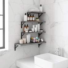 Tomnk 4pcs Floating Shelves For Wall, Bathroom Organizer Shelf, Different Sizes Farmhouse Wall Shelf For Bedroom, Bathroom Storage, Living Room And Kitchen Decor - Nhiều màu - Xem 13