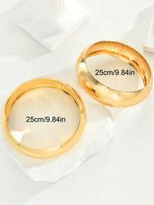 Bộ 2 vòng tay vàng bản rộng, kiểu dáng cổ điển lấy cảm hứng từ đồng xu, thời trang dành cho nữ, phù hợp để đeo hàng ngày, hẹn hò, dự tiệc, tiệc chiêu đãi, làm quà tặng sinh nhật và ngày Valentine. - Vàng - Xem 11