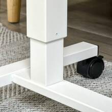 HOMCOM Sit-Stand Desk, Height Adjustable With Casters, C-Shaped, Space-Saving Laptop Table, Natural White, 70-110 Cm, Up To 70 Kg - Mustard Yellow - View 8