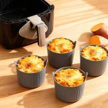 6个可重复使用的不粘硅胶鸡蛋模具 - 适用于空气炸锅、烤箱和微波炉烹饪烘焙