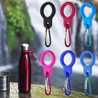 1/3/6pcs Outdoor Sports Portable Insulated Drink Bottle Handle Clips, Non-Slip Silicone + Alloy Material, Suitable For Outdoor Climbing, Running Hooks, Water Bottle Handle Backpack Ideal Accessories