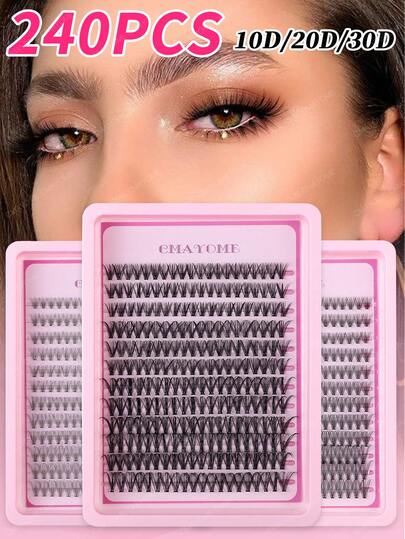 240PCS Fluffy False Eyelashes, 10D/20D/30D D Curly Cluster Eyelash, 10-16MM Thin Individual Lash Clusters, Very Suitable For Daily Makeup, Parties, Halloween And Christmas, A Must-Have Gift For Halloween And Christmas