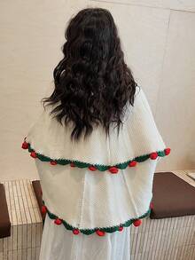 Crochet Flowers Bouquet Blanket, Handmade Rose Blanket, Round Floral Soft And Lightweight Romantic Gifts Shawl For Birthday, Wedding, Home Decor, Bed, Sofa-Finished Product - Multicolor - View 3