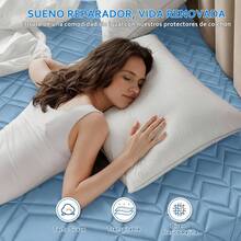 AMOROSA 1Pieza Cubre Colchón Ajustable Elástico(No Incluye Funda de Almohada)para Cama Matrimonial(135*190cm )/King(200*190cm ) Suave y Cómodo Protector de Colchón Sábana Matrimonial, Sábana King para Decoración de Hogar-Envío Local Rápido-Azul - Azul celeste - Ver 4