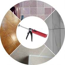 Pistola de calafateo antigoteo con mango ergonómico de acero, kit de herramientas para cartuchos de sellador y adhesivo de 400 ml/13,5 oz. - Rojo - Ver 4