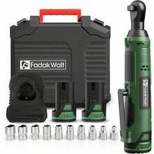 3/8 Inch Cordless Electric Ratchet Wrench Set 40 Ft-Lbs 12V Auto Repair Tool With 2 Batteries Fast Charger 10 Sockets Car Maintenance Essential For Winter Automotive Repairs - 墨綠色 - 查看 5