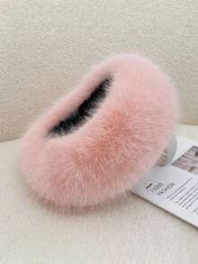 1pc Autumn/Winter Plush Solid Beanie Hat, Thickened Faux Fur Trim Warm Hat With Loop, Women - Multicolor - View 10