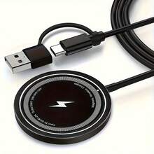 15W磁吸式无线充电器，无线充电板兼容 17/16/15/14/13/12 Pro/Plus/Pro Max，Magsafe充电器，手机配件，苹果手机充电器 - 黑色 - 查看 2