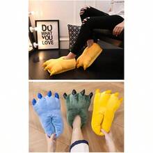 Unisex Paw Claw Slippers Funny Animal Plush Costume Shoes Plush Fuzzy Warm Home House Shoes Slipper Indoor - 小號 + 黃色 - 查看 2
