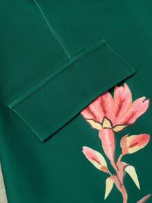 HOMEYEE Vintage Floral Print Blazer Jacket, Elegant For Casual, Business, And Formal Occasions - màu xanh lá - Xem 4