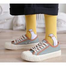 4 Pairs Funny Goose Socks - Cute Duck-Like Ankles, Mid-Calf Length, Bright Yellow With Gray Geese - Soft Polyester Casual Everyday & Costume Party Outfits - Playful Novelty Socks For Women/Men(1/2/4 Pairs) - Multicolor - View 2