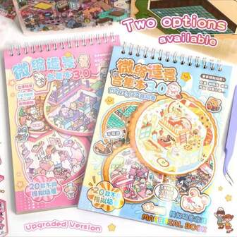 3D-klistermärken med miniatyrhus och landskap för DIY-dekoration, scrapbooking, planerare - flera scener och storlekar, återanvändbara scrapbookingtillbehör, brevpapper