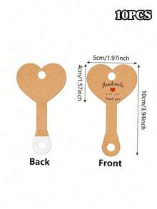 25/50/100pcs Heart Shaped Kraft Paper Jewelry Hanging Display Cards,Self-Adherent Show Cardstock Used For Packaging Ring Keychain Necklace Bracelet Hairband Earrings - Multicolor - View 8