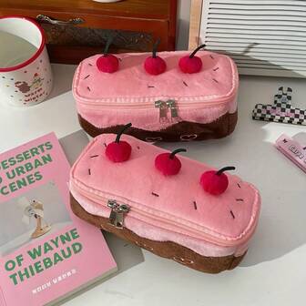 1 adet Pembe Yaratıcı Kalem Kutusu, Makyaj Çantası, Kalem Kutusu, Büyük Kapasiteli Taşınabilir Kırtasiye Saklama Çantası, Kız Çocuk Kalem Kutusu, Polyester Malzeme, Karışık Renkler, Rastgele Baskı, Okul, Öğrenciler, Seyahat, Masaüstü Düzenleme İçin Mükemmel, Kawaii 1 adet Peluş Kirazlı Kek Kalem Kutusu (Rastgele Nokta Konumu), Okul, Okula Dönüş, Okul Malzemeleri