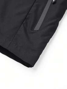 AHTELB 男士纯色连帽夹克，柔软舒适，适合日常休闲穿着，春秋季 - 黑色 - 查看 5