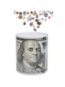 1个10厘米-22厘米美元/欧元硬币储蓄罐，大容量密封金属小猪存钱罐，单向硬币储蓄盒，里拉、里亚尔、托曼、英镑硬币储蓄罐（不可取出，可打开盖子，建议购买大号）