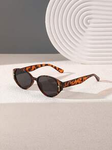 1 Pair Women's Retro Oval Frame Polycarbonate Temples Fashion Glasses, Versatile Style, Outdoor Protection - Multicolor - View 7