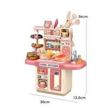 34Pcs Juguetes de cocina Incluye funciones de luz y pulverización Varios accesorios de cocina - Rosado Luz y rociar - Ver 5
