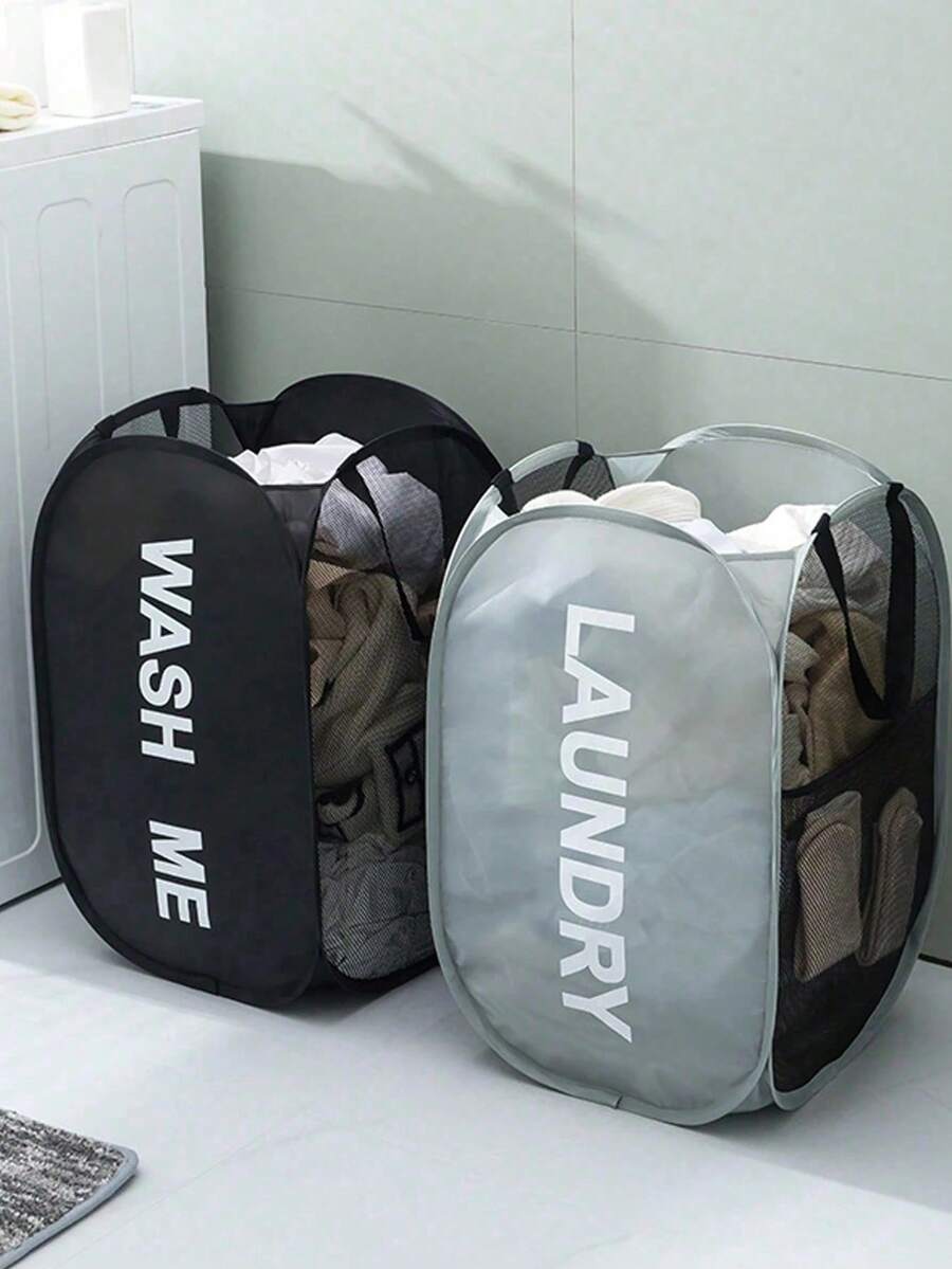 2Pcs Household Foldable Dirty Clothes Basket, Clothes Storage Basket ,Dirty Clothes Basket Barrel Laundry Basket Bathroom Dirty Clothes Storage Basket New Type Laundry Basket Foldable Popup Net Basket Dirty Clothes Basket With Handlelaundry Hamper,Washing Basketbathroom Organizer,Basket,Storage Basket,Foldable Laundry Basket - 彩色 - 查看 1