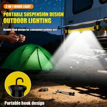 2000mAh*2 Rechargeable LED Work Light, High Brightness, Magnetic Attachment For Engine Bay, With Hook, Wireless Battery Powered, Suitable For Auto Repair/Inspection, Garage, Workshop, Emergency